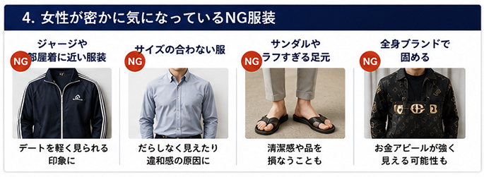 女性が密かに気になっているNG服装