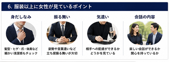 服装以上に女性が見ているポイント